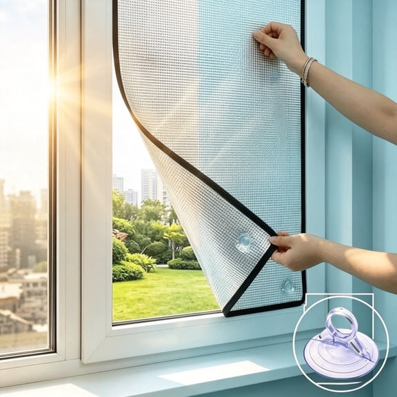 Blackout Window Film - 20"x39" Privacy UV Blocking Sun Roof Insulation, Reusable with Suction Cups