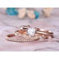 thumbnail image 5 of Vintage 2 Ct Princess Cut Moissanite Diamond Trio Wedding Ring Set In 10K Rose Gold, Promise Ring, Anniversary Ring, 5 of 5