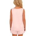 thumbnail image 4 of Tranfacy Vêtements d'Été pour Filles Couleur Unie Col Rond Sans Manches Haut Mode avec Short Tenue d'Intérieur Décontractée Ensemble 2 Pcs, 4 of 7