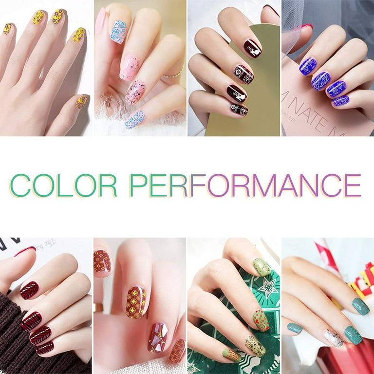 Biutee Nail Stamping Polish Nail Art Kit, Nail Stamper with 8 Colors  Stamping Nail Polish Gel 12 Stamp Stencil Plate 1 Stamper 1 Scraper for  Holiday
