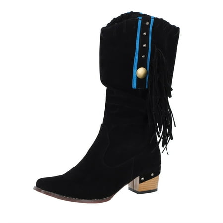 

Women s Casual Sleeve Heels Ladies Squ Boots Fringed Retro Are Shoes Women s Boots Womens Tall Boots Wide Calf Size 11 Womens Boots Leather Knee High Wide Calf