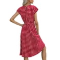 thumbnail image 3 of Liacowi Women's Small Dots O-Neck Dress, Short Sleeve Knee-Length Belted Dress, 3 of 4
