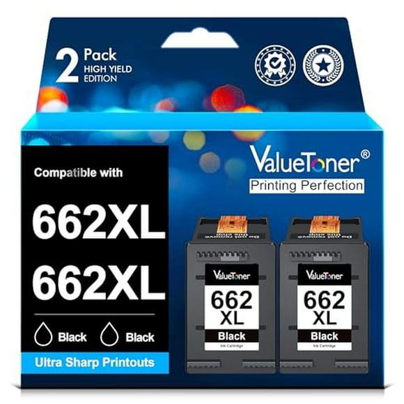 Cartucho de Tinta Valuetoner Negro Mayor Capacidad Compatible con HP 662XL para HP DeskJet Ink Advan