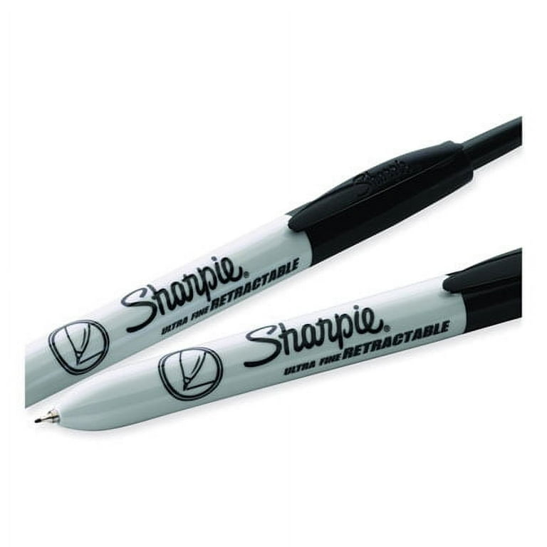 Retractable Permanent Marker, Extra-Fine Needle Tip, Black, 3/pack