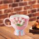 thumbnail image 1 of Taza de café con tulipanes, taza de desayuno con asa cómoda, regalo de inauguración de la casa, de té única, de jugo y leche para hotel, oficina, Rosa, 1 of 8