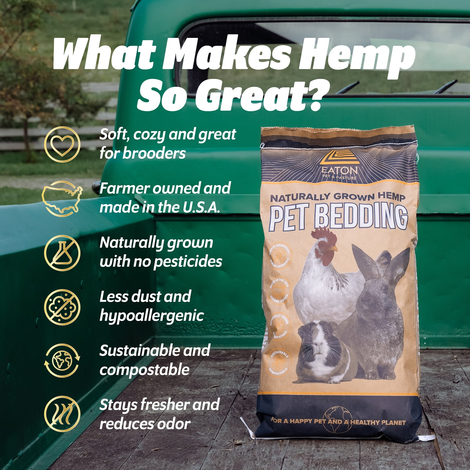 Eaton Pet & Pasture Naturally Grown Premium Hemp Pet Bedding, 9 LB