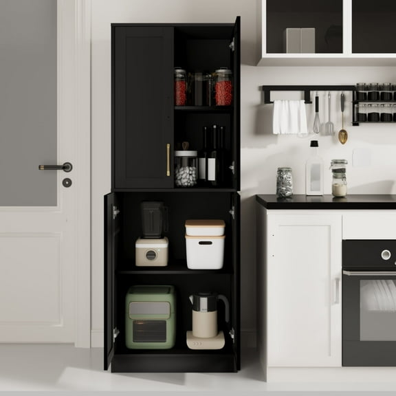 BOCVKENN 60.7" Tall Kitchen Pantry,Farmhouse Storage Cabinet withAdjustable Shelves,Farmhouse Pantry Cabinet with 4Doors,for Kitchen,Dining Room,Living Room