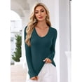 thumbnail image 3 of JYLFC Long Sleeve Tops for Women Round Neck Long Slim Fit T-shirts, Blue XL, 3 of 5
