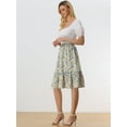thumbnail image 3 of DARING DIVA Women's Flowy Ruffle Hem Tiered Floral Midi Skirt XS White Yellow, 3 of 6