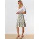 thumbnail image 3 of Falda Floral Fluida Con Volantes En El Dobladillo Para Mujer Blanco Amarillo M, 3 of 6