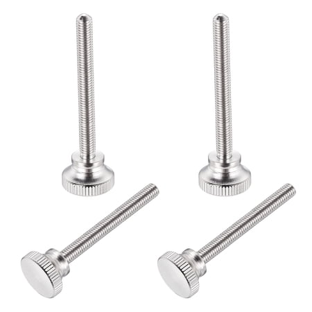 Uxcell 8Pcs M5x50mm Knurled Thumb Screws, 304 Stainless Steel Flat Head Thumb Screws with Shoulder Grip Knobs, Hand Tighten Bolts Fasteners - Machine Mounting Use, Silver