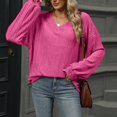 thumbnail image 7 of Diufon Womens Pullover Tops V Neck Long Sleeve Blouses Tops Fall Casual Solid Color Tops, 7 of 7