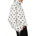 thumbnail image 3 of Sewkxo Colorful world Womens Polka Dot Jacket Drawstring Hem Button Front Cropped Lightweight Jacket Relaxed fit Coat with Pockets,White L, 3 of 6