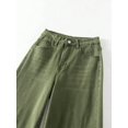 thumbnail image 6 of Womens Green High-Waisted Wide-Leg Denim Jeans, Casual Flare Pants, 6 of 30
