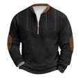 thumbnail image 2 of Baggy Mens Sweatshirt Quarter Zipper Sweatshirt No Hood Man Activewear 1/4 Zip Pullover Long Sleeve Fall Winter Sweaters Black XL, 2 of 4