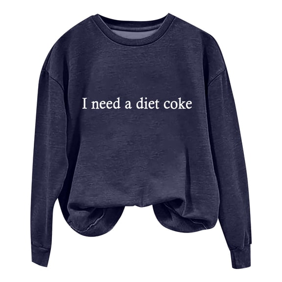 Chuancc Fall Shirts For Women 2025 Cute Long Sleeve Round Neck Top Long Sleeve Loose Pullover Sweatshirts Womens Crewneck Sweatshirt Casual Blouse Sweatshirt Dark blue S