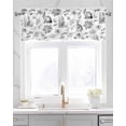 thumbnail image 2 of Easter Linen Curtain Valance for Bedroom/Bathroom/Kitchen/Office/Living/Dining Room Windows,Black White Bunny Sketch Flowers Simple White Rod Pocket Topper Drapes Decorative Cafe Drapery Panel 42x18, 2 of 6