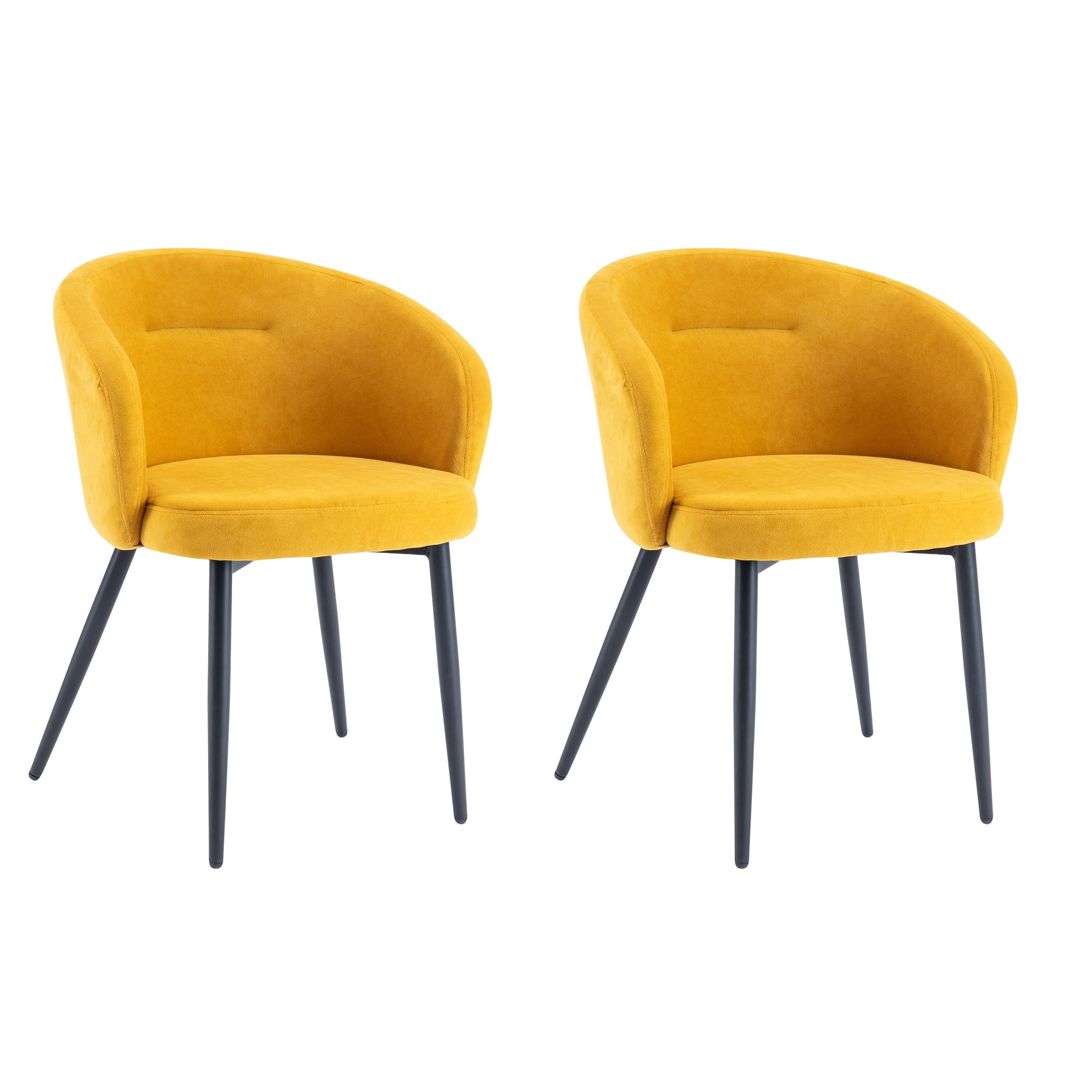 Private Jungle Set of 2 Dining Chairs,Modern style Upholstered fabric Chairs Leisure Side Chairs with Metal Legs,Yellow Private Jungle Set of 2 Dining Chairs,Modern style Upholstered fabric Chairs Leisure Side Chairs with Metal Legs,Yellow