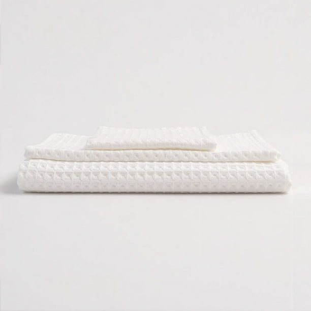 Zhuge Toallas de algodón de doble capa, cuadradas, de 55,12 x 29,53 pulgadas, de 3 piezas, ligeras y de secado rápido, ideales para baño y tocador (blancas).