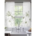 thumbnail image 2 of Sage Green Flowers Sheer Curtains 63 Inch Length 2 Panels Set for Living Room/Bedroom, Watercolor Retro White Floral Leaves Semi Curtain Sheers Drapes Rod Pocket Curtains Window Treatment 52''x63''x2, 2 of 7