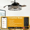 thumbnail image 5 of Parrot Uncle Smart Ceiling Fans with Lights and Remote Control,52 Inch Black Bedroom Ceiling Fan with 3 Retractable Blades Compatible with Alexa, 5 of 14