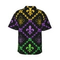 thumbnail image 3 of Disketp Hawaiian Shirts For Men,Mardi Gra Geometric Print Mens Casual Short Sleeve Button Down Shirts Beach Shirt, 3 of 8