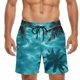 thumbnail image 4 of Ceisia Men's Starlight Palm Tree Print Beach Shorts | 4-Way Stretch Drawstring Swim Trunks (Turquoise) Gifts, 4 of 5