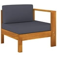 thumbnail image 1 of vidaXL Middle Sofa with 1 Armrest Dark Grey Solid Acacia Wood, 1 of 4