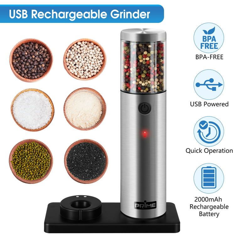  Electric Salt and Pepper Grinder Set with Rechargeable