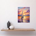 thumbnail image 2 of Sunset Sailing Vibrant Oil Painting Orange Purple Blue Bathroom Artwork Sail Boat Seascape Unframed Wall Art Print Poster Home Decor Premium, 2 of 5
