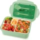 thumbnail image 2 of Fiambrera, Bento Box Bento Box con tenedor y 3 compartimentos 1400ml Seguridad a prueba de fugas Fiambrera hermética ecológica para picnic, escuela, trabajo, verde kaili Sencillez, 2 of 5