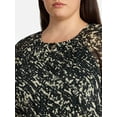 thumbnail image 3 of Terra & Sky Women's Plus Chiffon Cinched Mini Dress with Blouson Sleeves, Sizes 0X-5X, 3 of 4