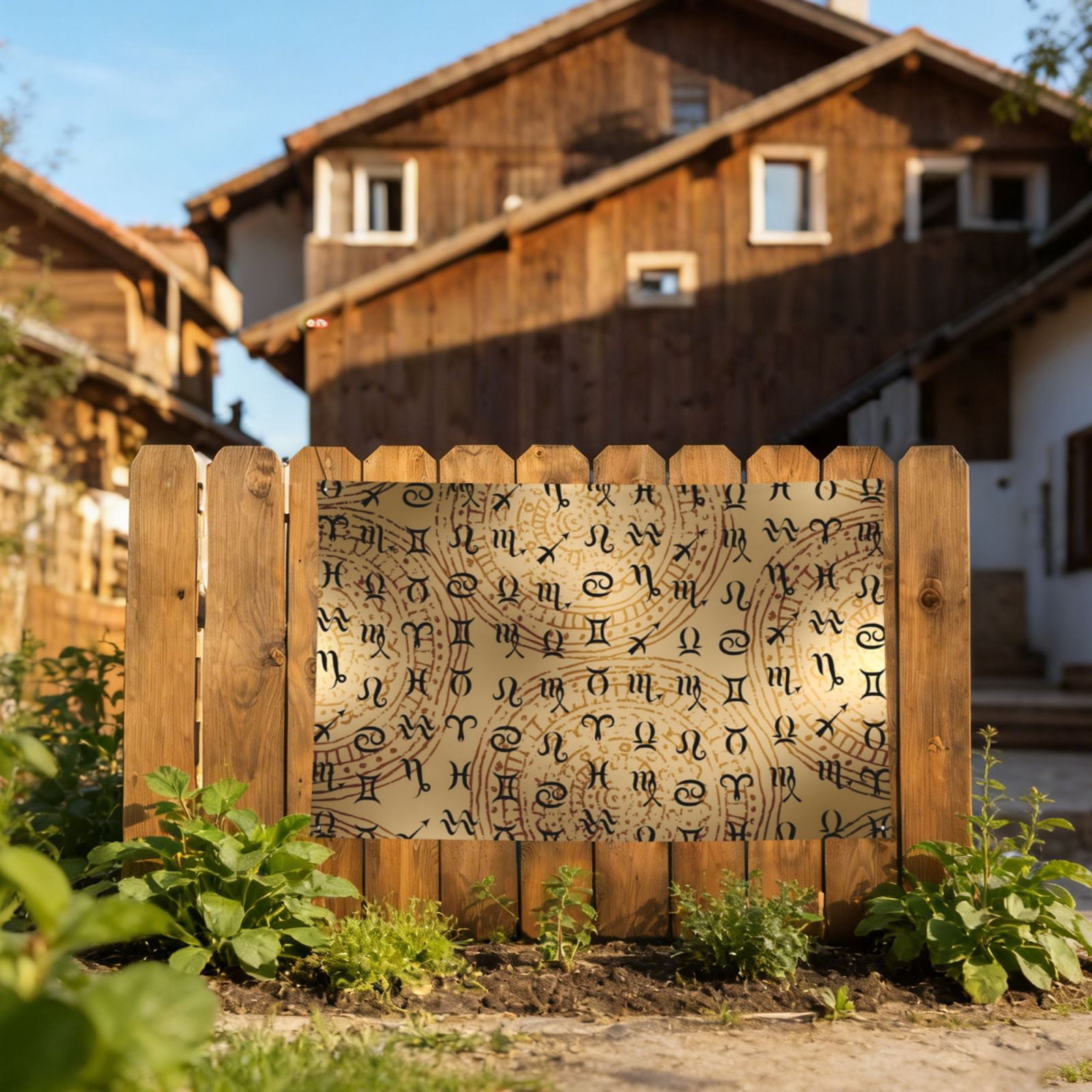 Signs Of Zodiac On Ethnic Four Hole Decorated Banner Flag for Garden Yard Home Decoration Indoor Outdoor 4x6 Ft
