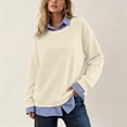 thumbnail image 4 of Mifsaly Womens Sweatshirt Fake Two Piece Layered Look Sweatshirts Striped Patchwork Work Office Pullover Tops Beige,L, 4 of 9