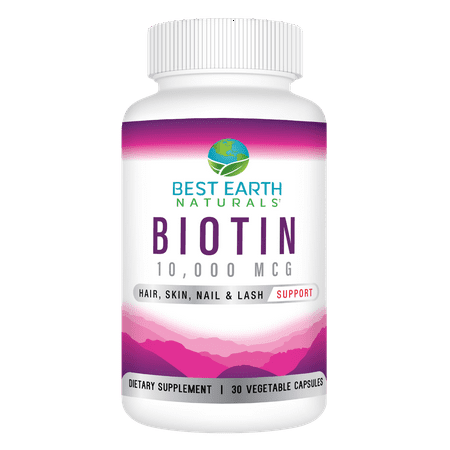 Best Earth Naturals Biotin 10,000, Dietary Supplement, Hair, Skin, Nail and Lash Support, 30 Count