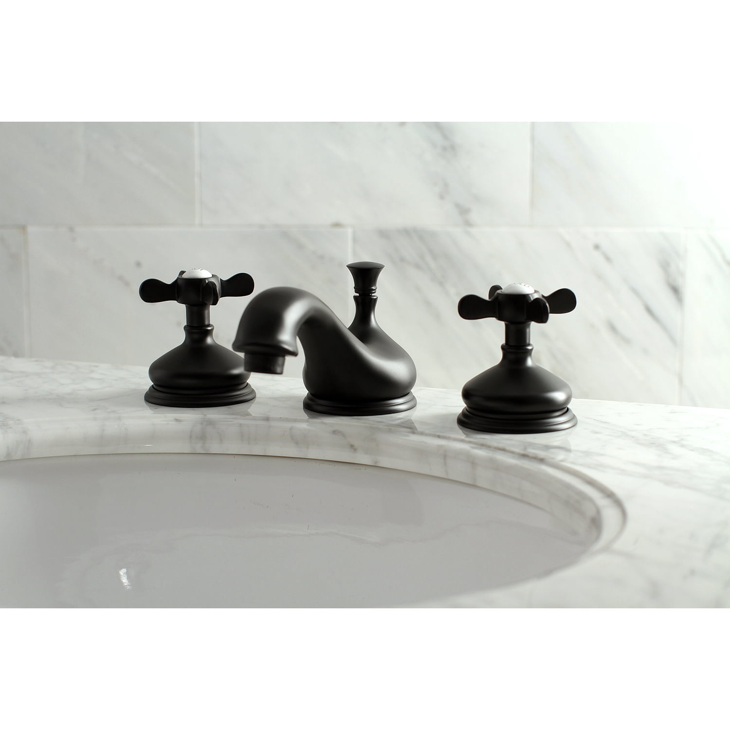 Kingston Brass KS1160BEX 8 in. Widespread Bathroom Faucet, Matte Black