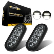 Partsam 2Pcs 6 Inch Oval White Led Trailer Lights 10 Diodes Clear Lens Grommet 12V for RV Trucks