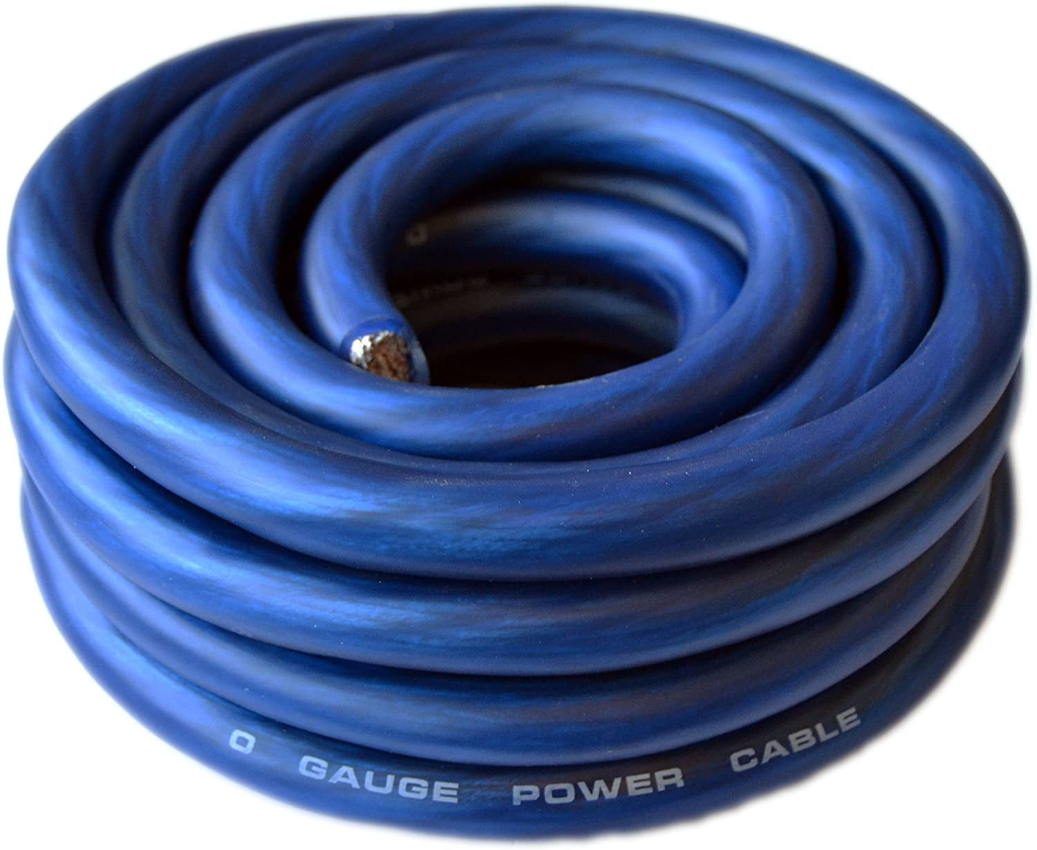 0 Gauge 20ft BLUE Power OFC Wire Stranded Copper FLAT Marine Cable 1/0 AWG Volt 