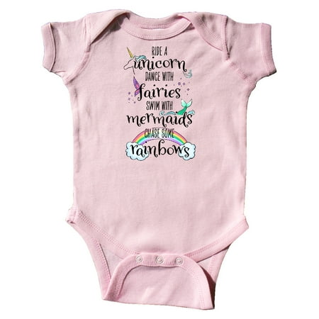 

Inktastic Ride a Unicorn Dance with Fairies Swim with Mermaids Gift Baby Boy or Baby Girl Bodysuit