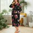 thumbnail image 5 of Yuyamidu Red Pink Rose Womens Robes Lightweight Zipper Front Bathrobe Fashion Long Sleepwear Casual Mid-Length Robe Nightgrown Home Long Sleeves Loungewear Size 4XL, 5 of 7