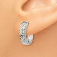 thumbnail image 3 of Real 14kt White Gold Diamond-cut Hinged Hoop Earrings; for Adults and Teens; for Women and Men, 3 of 4