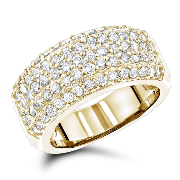 Luxurman Ladies Wedding 14K Pave Set Natural 1.5 Ctw Diamond Band For Her (Yellow Gold Size 7.5)