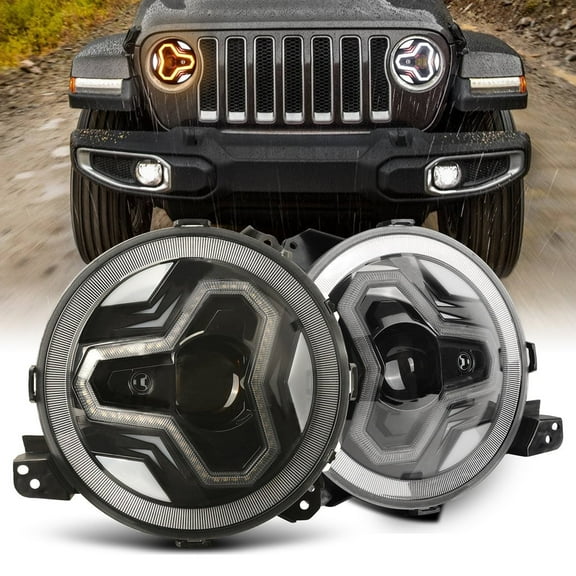 Sunpie Jeep Wrangler Headlights 9" LED Headlights with DRL & Turn Signal for 2018  Later Jeep Wrangler JL/JLU Jeep Gladiator JT