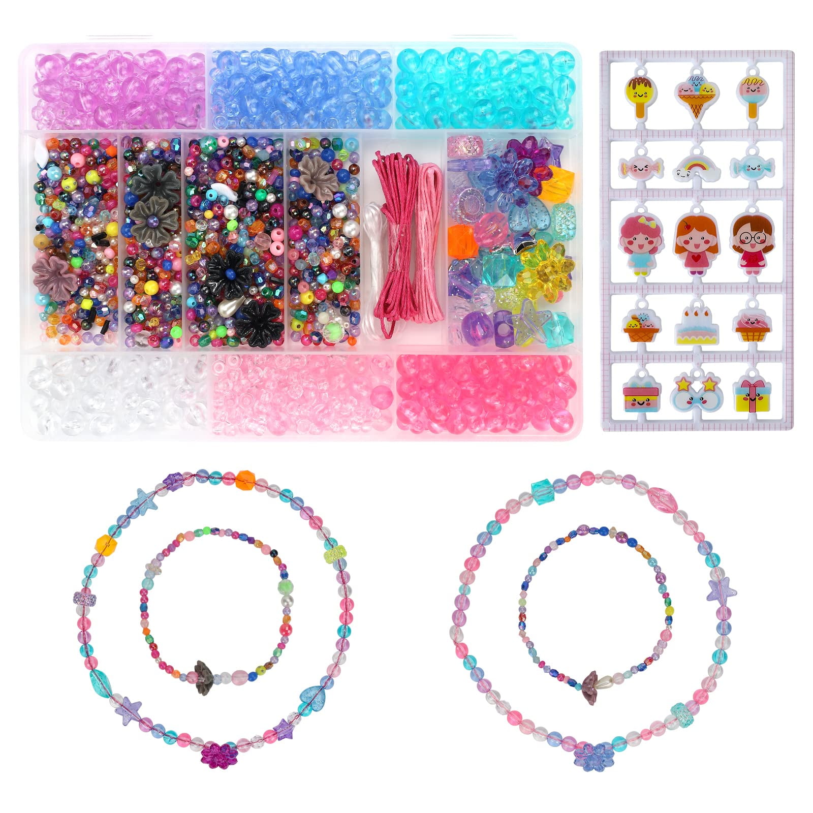 Niatsume Jewelry Making Kit for Girls 8-12,Bracelet Making Kit,DIY Red Beads Pendant Craft Supplies for Kids,Birthday Gifts for 5 6 7 8 9 10 11 12 Year Old