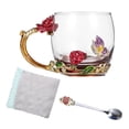 thumbnail image 1 of Yuarrent 350ml esmalte azul rosa flor taza de café de cristal 320ml Margarita leche té copas de vino whisky cóctel regalo chupito taza con cuchara Teteras Rosa Roja 320ML Yuarrent HA005099-01B, 1 of 6