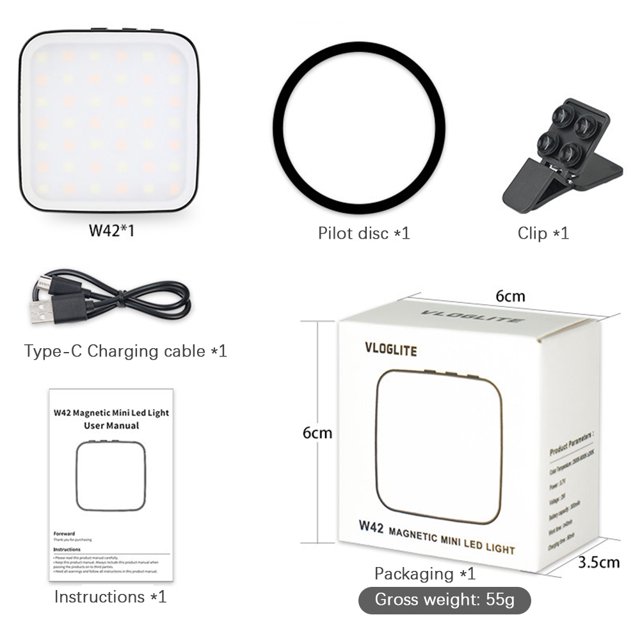 Luz 2W Phone Magnetic Luz Bic-Color Selfie LED 2500K-8500K Temperatura de color Dimmable Con 42 Perlas LED Batería Incorporada Con Taza de Succio de Anillo de Metal