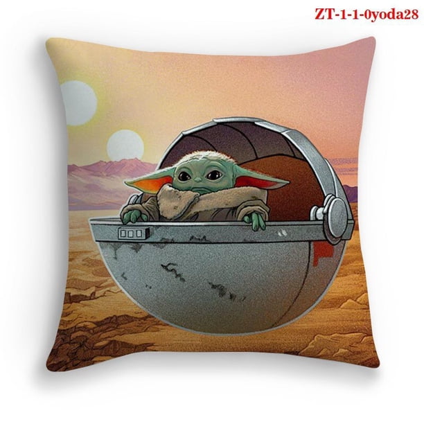 Juguete de peluche de dibujos animados para bebé Yoda, funda de almohada con impresión Digital 3d a todo Color, bricolaje45X45cm single sid Gong Bohan LED