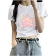 thumbnail image 2 of Rezuofi 2 Pcs Cowgirl Shirt Women Embroidery Western Outfits PU Leather Star Graphic Tees Short Sleeve Tops 2025, 2 of 6