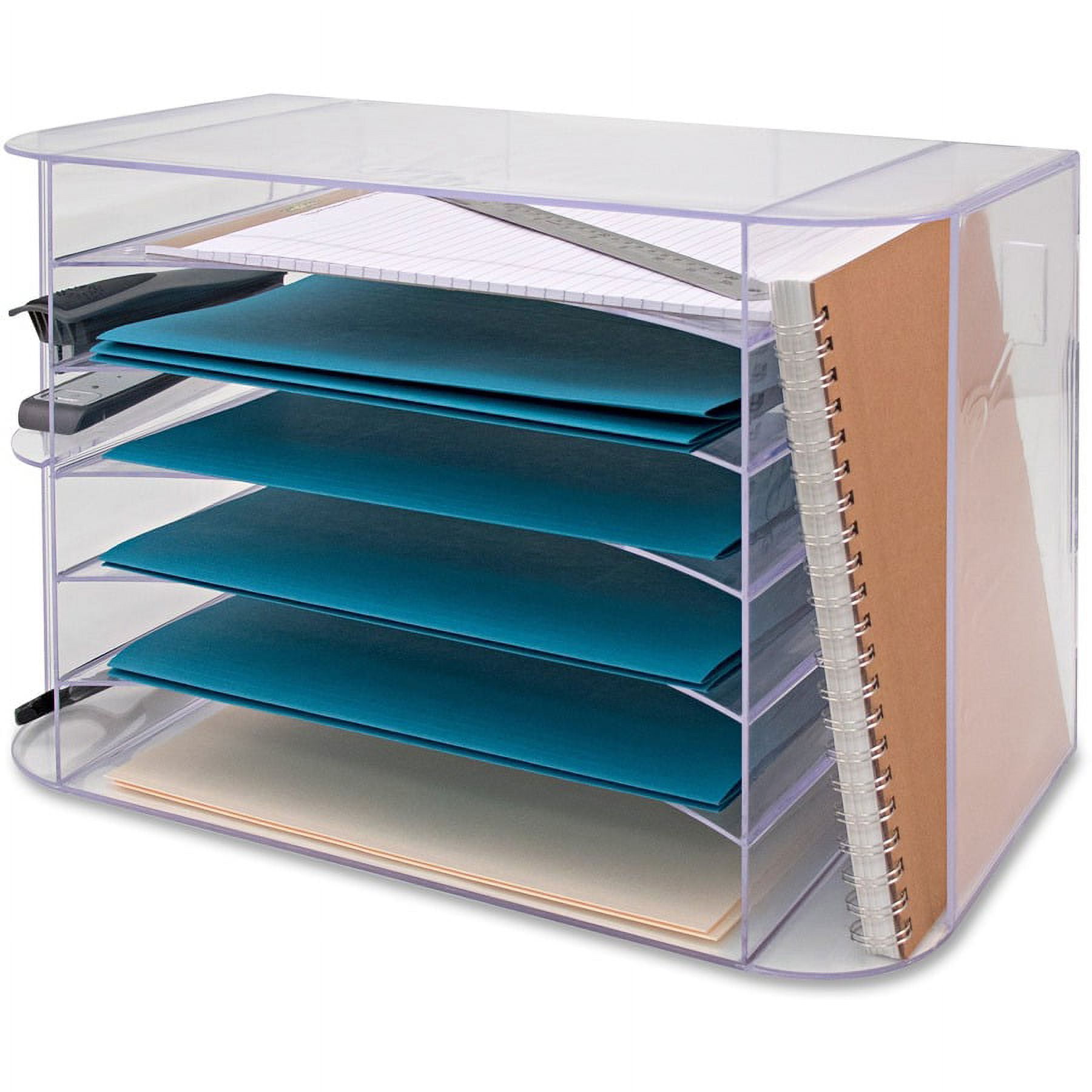 Business Source 6-tray Jumbo Desk Sorter - 3 Pocket(s) - 6 Compartment(s) - 12.3" Height X 18.1" Width X 10" Depth - Desktop - Clear - 1 Each