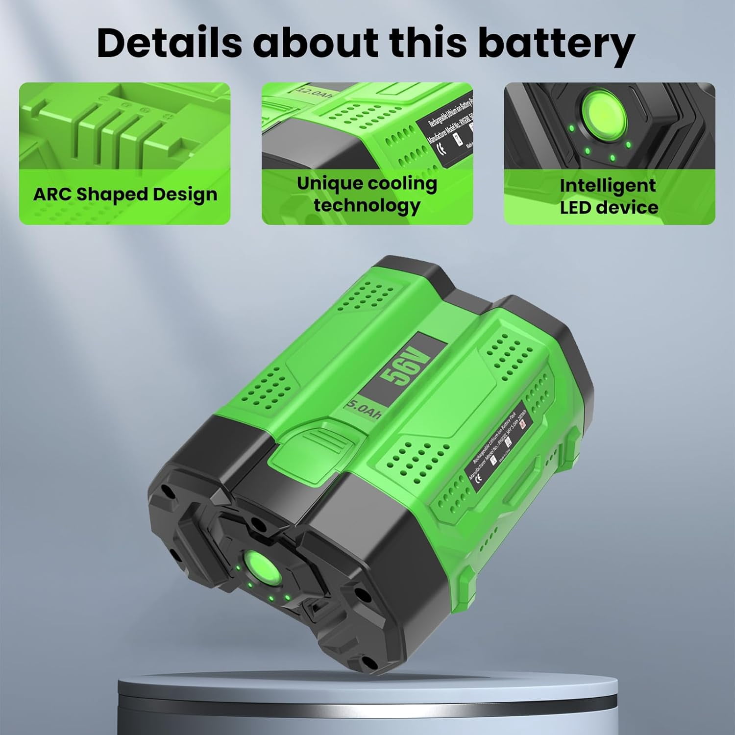 Upgraded to 5.0Ah Replacement for EGO Battery 56V Compatible with EGO 56 Volt Batteries BA2800 BA2800T BA4200 BA1400(Multi-5.0Amps)